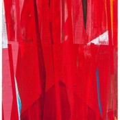 "Crimson Divide," a 20 x 16 inch painting by Caleb Taylor, is part of his exhibit, "Caleb Taylor: Near / Far" at Sherry Leedy Contemporary Art